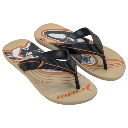 Chinelo Masculino Rider Dash - 12471 - Bege/preto/laranja - Atacado