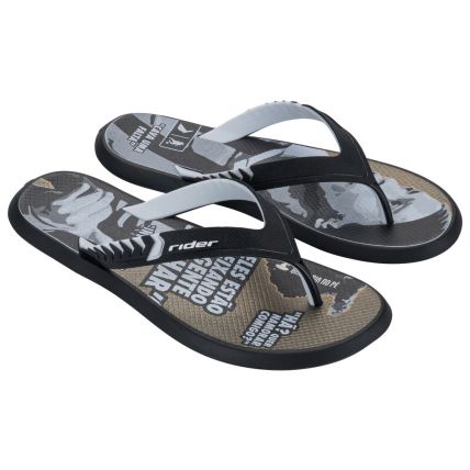 Chinelo Masculino Rider R1 Prime R10 - 12559 - Preto/branco/dourado - Atacado