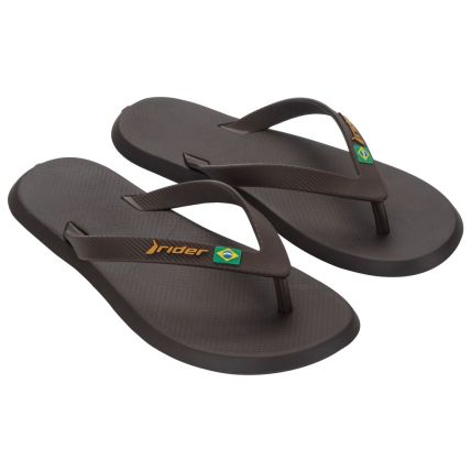Chinelo Masculino Rider R1 Brasil - 12621 - Marrom/marrom/amarelo - Atacado