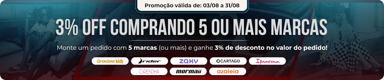 3% OFF comprando 5 (ou mais) marcas