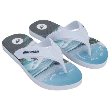 Chinelo Masculino Mormaii Tropical Grafics - 10591 - Branco/branco/azul - Atacado