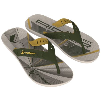 Chinelo Masculino Rider Street City - 12107 - Bege/verde/amarelo - Atacado