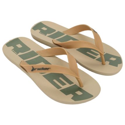 Chinelo Masculino Rider Feel - 12303 - Bege/bege/verde - Atacado