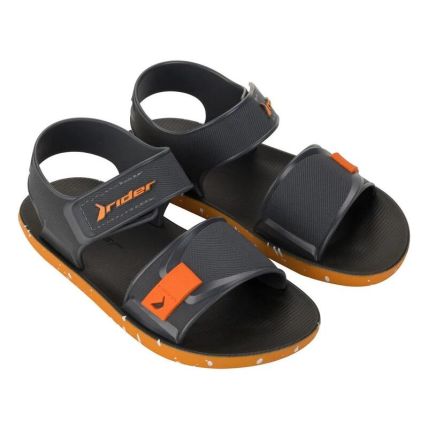 Sandalia Papete Infantil Rider Kick - 12354 - Preto/cinza/laranja - Atacado