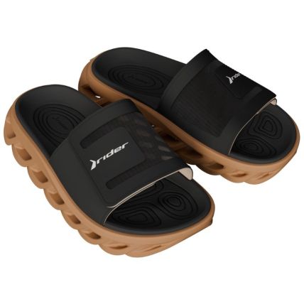 Chinelo Slide Masculino Rider R Power - 12444 - Bege/preto/caramelo - Atacado