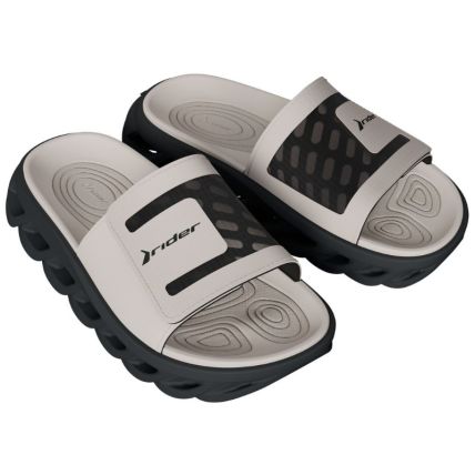 Chinelo Slide Masculino Rider R Power - 12444 - Cinza/bege/preto - Atacado