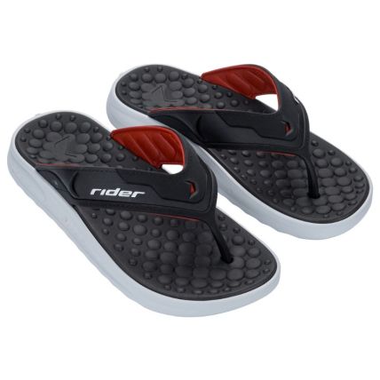 Chinelo Masculino Rider R Soft Plus - 12528 - Branco/preto/vermelho - Atacado