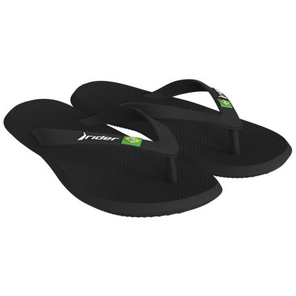 Chinelo Masculino Rider R1 Brasil - 12621 - Preto/preto/branco - Atacado