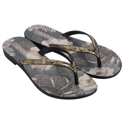 Rasteira Feminina Grendha Amor Em Flor - 19086 - Preto - Atacado