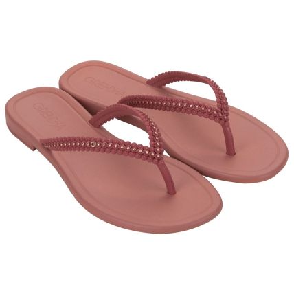 Rasteira Feminina Grendha Todo Dia Conquista - 19158 - Vermelho Marte/nude Blush - Atacado