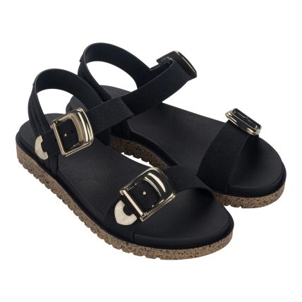 Sandalia Feminina Zaxy Rich - 19200 - Preto/cortiça - Atacado