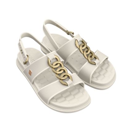 Sandalia Feminina Zaxy Glam - 19222 - Off White Medio/verde - Atacado