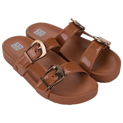Chinelo Slide Feminino Zaxy Flash Ii - 19225 - Marrom Pecan - Atacado