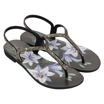 Sandalia Feminina Grendha Amor Em Flor - 19228 - Preto Floral - Atacado
