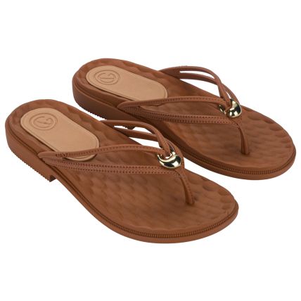 Rasteira Feminina Grendha Envolver -19248 - Marrom Pecan - Atacado