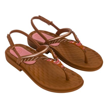 Sandalia Feminina Grendha Envolver - 19251 - Marrom Pecan - Atacado