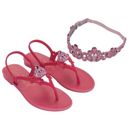 Sandalia Infantil Grendha Bela Encantada + Tiara - 19254 - Rosa Doce Escuro - Atacado