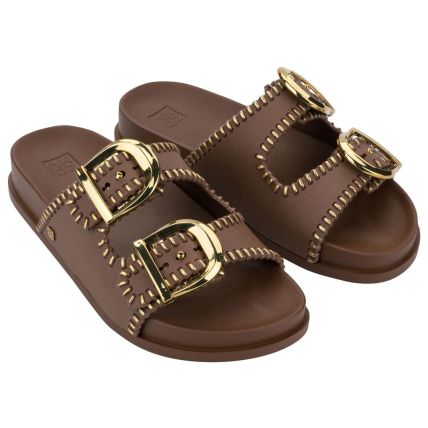 Chinelo Slide Feminino Zaxy Fire - 19281 - Marrom Café Medio - Atacado