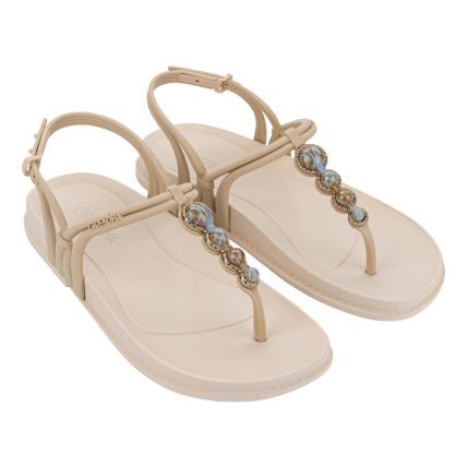 Sandalia Feminina Grendha Magnifica - 19288 - Bege Claro/off White - Atacado