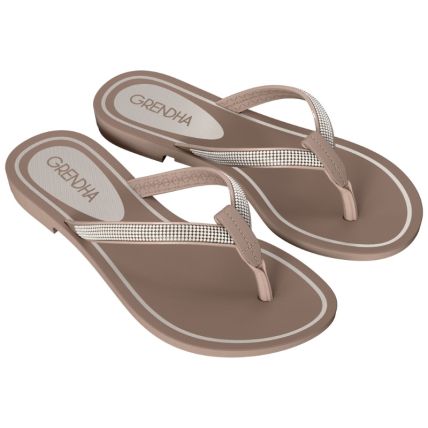 Rasteira Feminina Grendha Brilho - 19290 - Marrom Mocca - Atacado