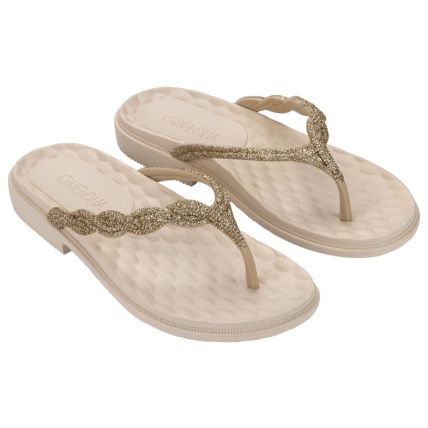 Rasteira Feminina Grendha Fascinante - 19291 - Dourado/off White - Atacado