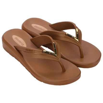 Tamanco Feminino Azaleia Cloe - 19306 - Marrom Pecan Meta - Atacado