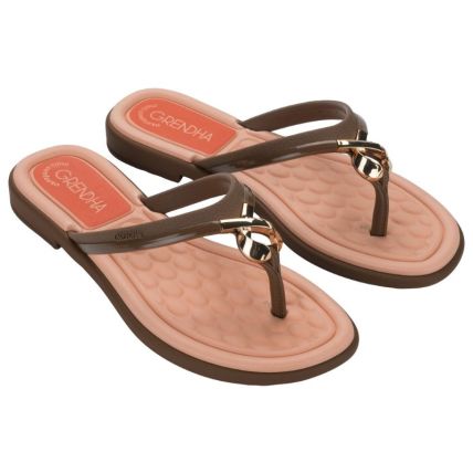 Rasteira Feminina Grendha Mais Conforto Enlaços - 19314 - Bege Mel/castor - Atacado