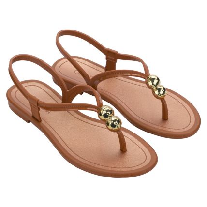 Sandalia Feminina Grendha Perolas - 19315 - Marrom Pecan - Atacado