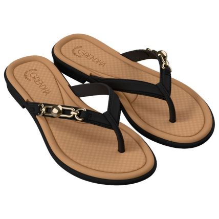 Rasteira Feminina Grendha Mais Conforto Sintonia - 19318 - Preto/terroso Escuro - Atacado