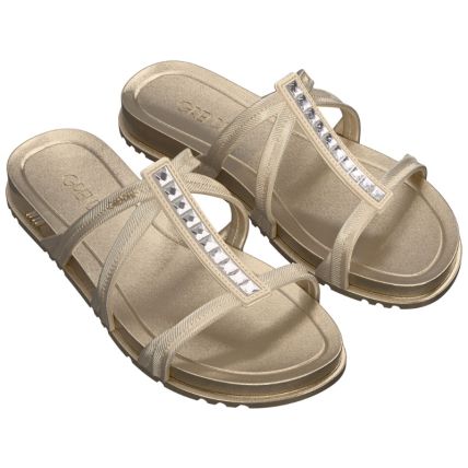 Rasteira Feminina Grendha Cristais - 19340 - Perolado Off/bronze - Atacado