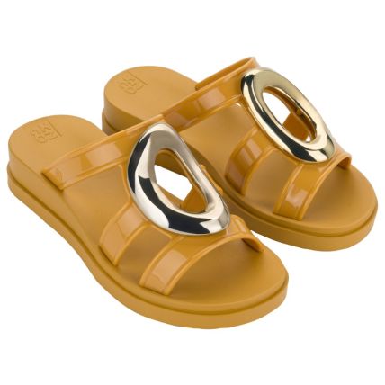 Chinelo Slide Feminino Zaxy Voice - 19346 - Amarelo Escuro/ouro - Atacado