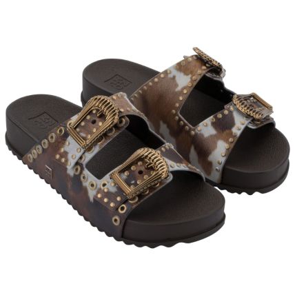 Chinelo Slide Feminino Zaxy Hold New - 19389 - Marrom Cafe Escuro - Atacado