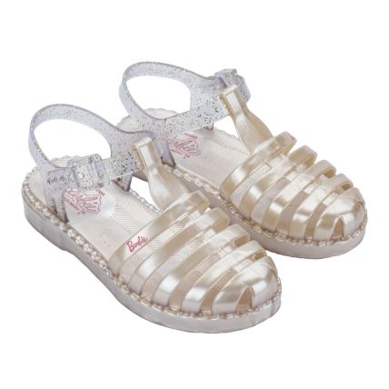 Sandalia Infantil Barbie Duo Aranha - 22459 - Bege Perolado/glitter - Atacado