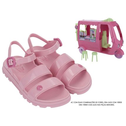 Sandalia Infantil Barbie Com Sorveteria - 23221 - Rosa Claro - Atacado