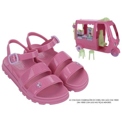 Sandalia Infantil Barbie Com Sorveteria - 23221 - Rosa Medio/lilas - Atacado