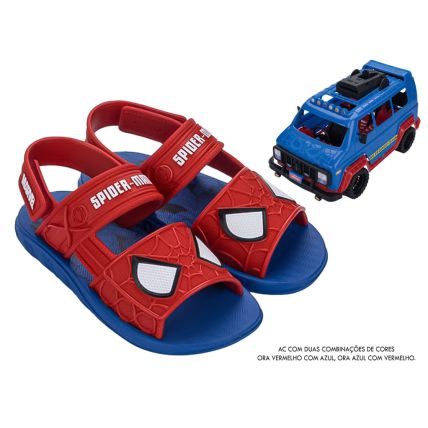 Sandalia Infantil Homem Aranha Com Furgao -- 23222 - Azul/vermelho - Atacado