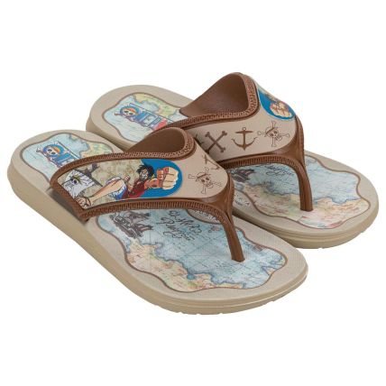 Chinelo Infantil One Piece Explorer Super Flop - 23231 - Bege/castor/azul - Atacado
