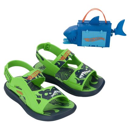 Sandalia Infantil Hot Wheels Shark Action - 23262 - Azul/verde - Atacado