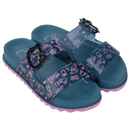 Chinelo Slide Infantil Hello Kitty Summer - 23280 - Rosa/azul - Atacado