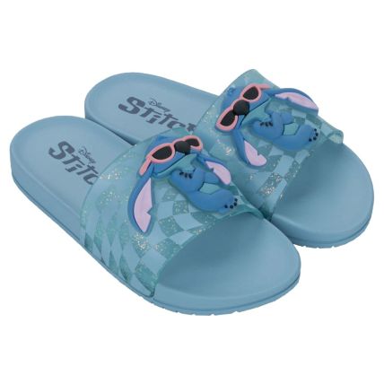 Chinelo Slide Infantil Disney Mania Plus - 23285 - Azul Claro/azul Glitter - Atacado