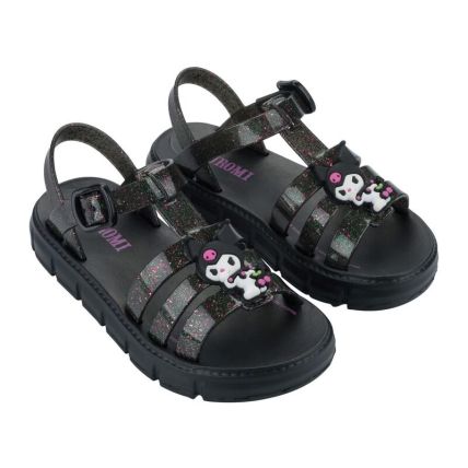 Sandalia Infantil Hello Kitty Land Flat - 23363 - Preto/glitter/lilas - Atacado