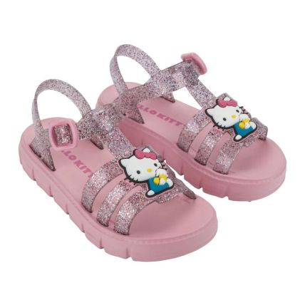 Sandalia Infantil Hello Kitty Land Flat - 23363 - Rosa Claro/glitter - Atacado