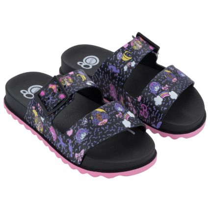 Chinelo Slide Infantil Mattel Summer - 23386 - Preto/rosa - Atacado