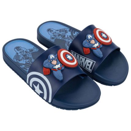 Chinelo Slide Infantil Marvel Dash - 23387 - Azul/azul/branco - Atacado