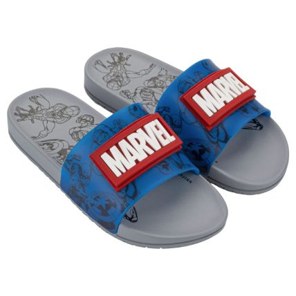 Chinelo Slide Infantil Marvel Dash - 23387 - Cinza/azul - Atacado