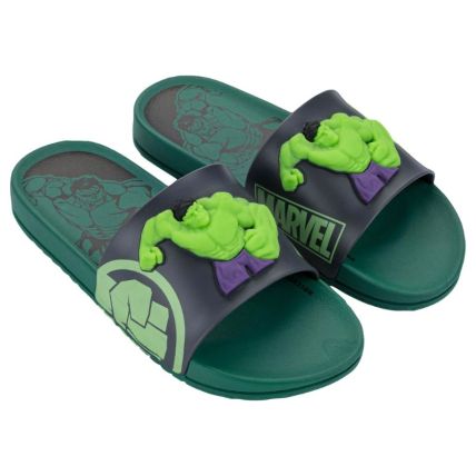 Chinelo Slide Infantil Marvel Dash - 23387 - Verde/cinza - Atacado