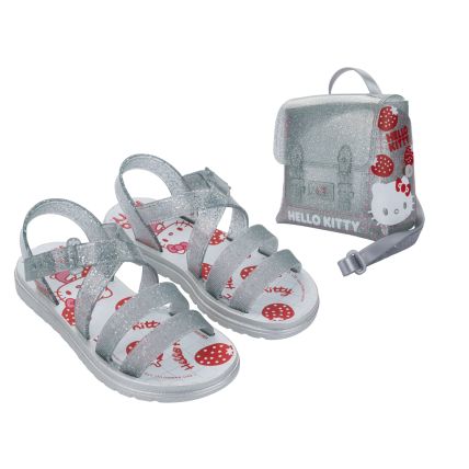 Sandalia Infantil Hello Kitty Sweet Bag - 23431 - Prata/glitter/vermelho - Atacado