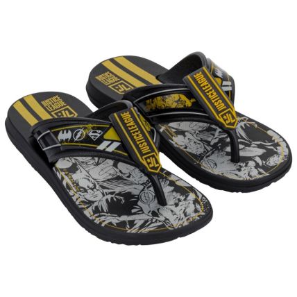 Chinelo Infantil Liga Da Justiça Intense Super Flop - 23439 - Preto/cinza/amarelo - Atacado