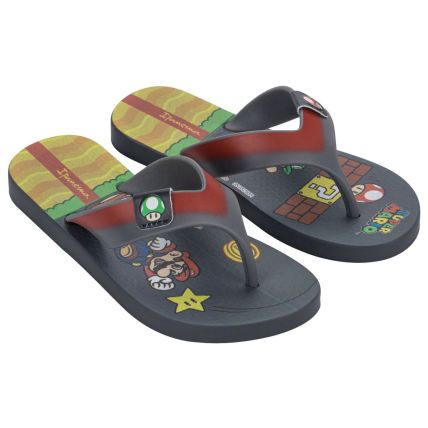 Chinelo Infantil Ipanema Super Mario - 27161 - Preto/azul/amarelo - Atacado