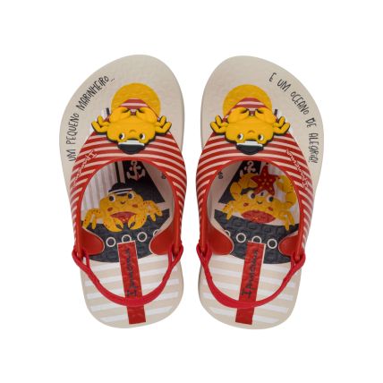 Sandalia Baby Rider Sporty - 27247 - Bege/vermelho - Atacado